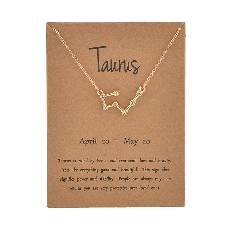 Peris Gems Taurus / Gold Zodiac Sign 12 Constellation Necklaces | Gold Diamond Astrology Necklaces for Women SHEIN Amazon Temu