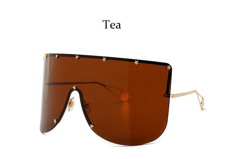Peris Gems Tea Oversized Shield Sunglasses Unisex | Large Blocky Rimless Sunglasses Oversized Shield Sunglasses Unisex | Large Blocky Sunglasses SHEIN Amazon Temu