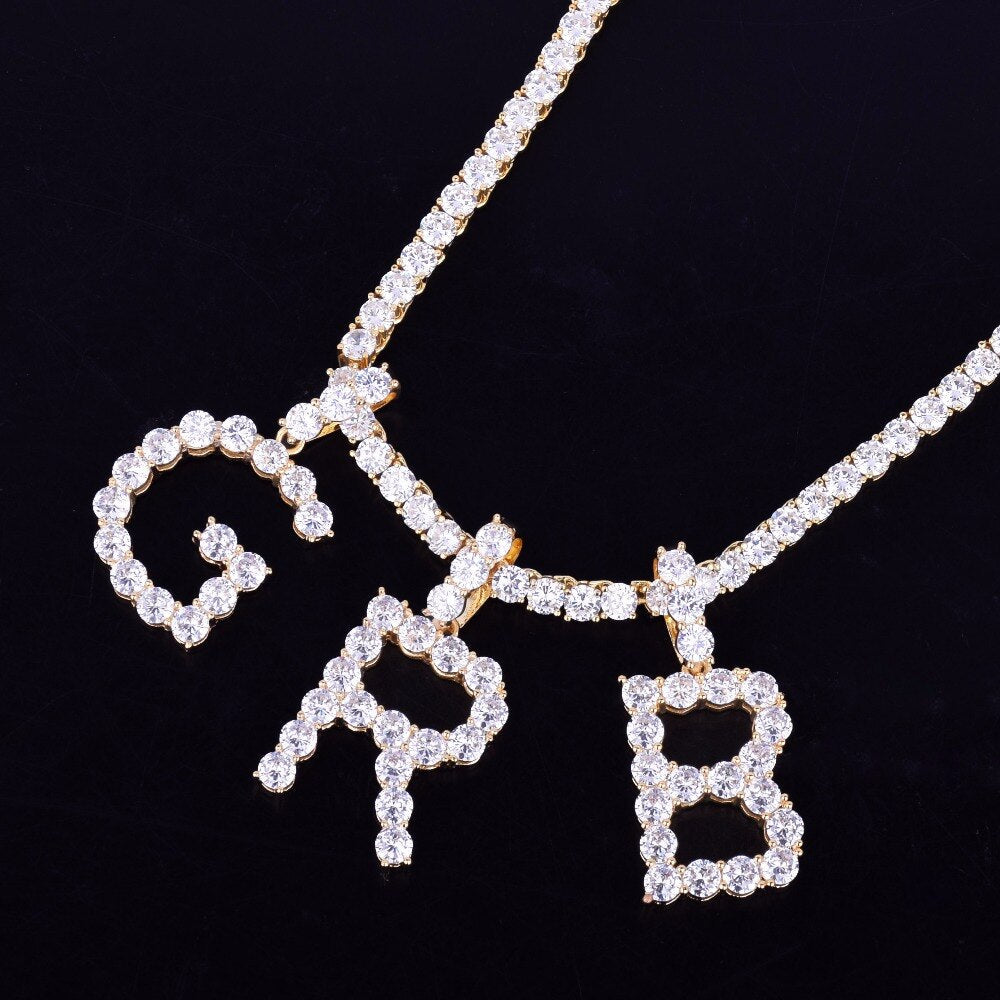 Peris Gems Tennis Chain A-Z Initial Letter Necklace Unisex SHEIN Amazon Temu