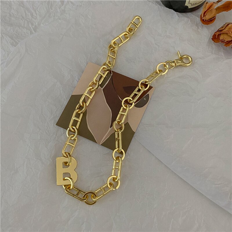 Peris Gems Thick B Letter Choker Necklace for Women | Minimalist Chunky Chain Chunky Thick B Letter Choker Necklace for Women SHEIN Amazon Temu