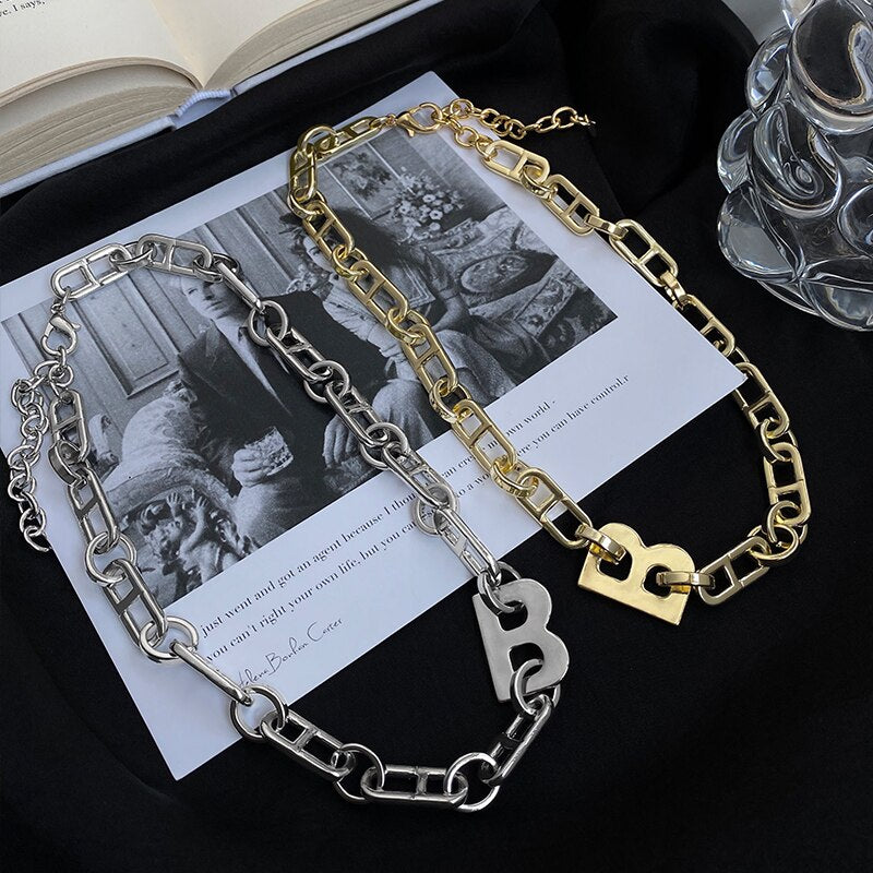 Peris Gems Thick B Letter Choker Necklace for Women | Minimalist Chunky Chain Chunky Thick B Letter Choker Necklace for Women SHEIN Amazon Temu
