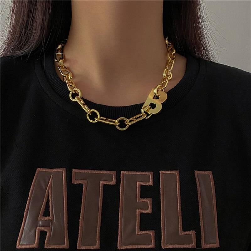 Peris Gems Thick B Letter Choker Necklace for Women | Minimalist Chunky Chain Chunky Thick B Letter Choker Necklace for Women SHEIN Amazon Temu