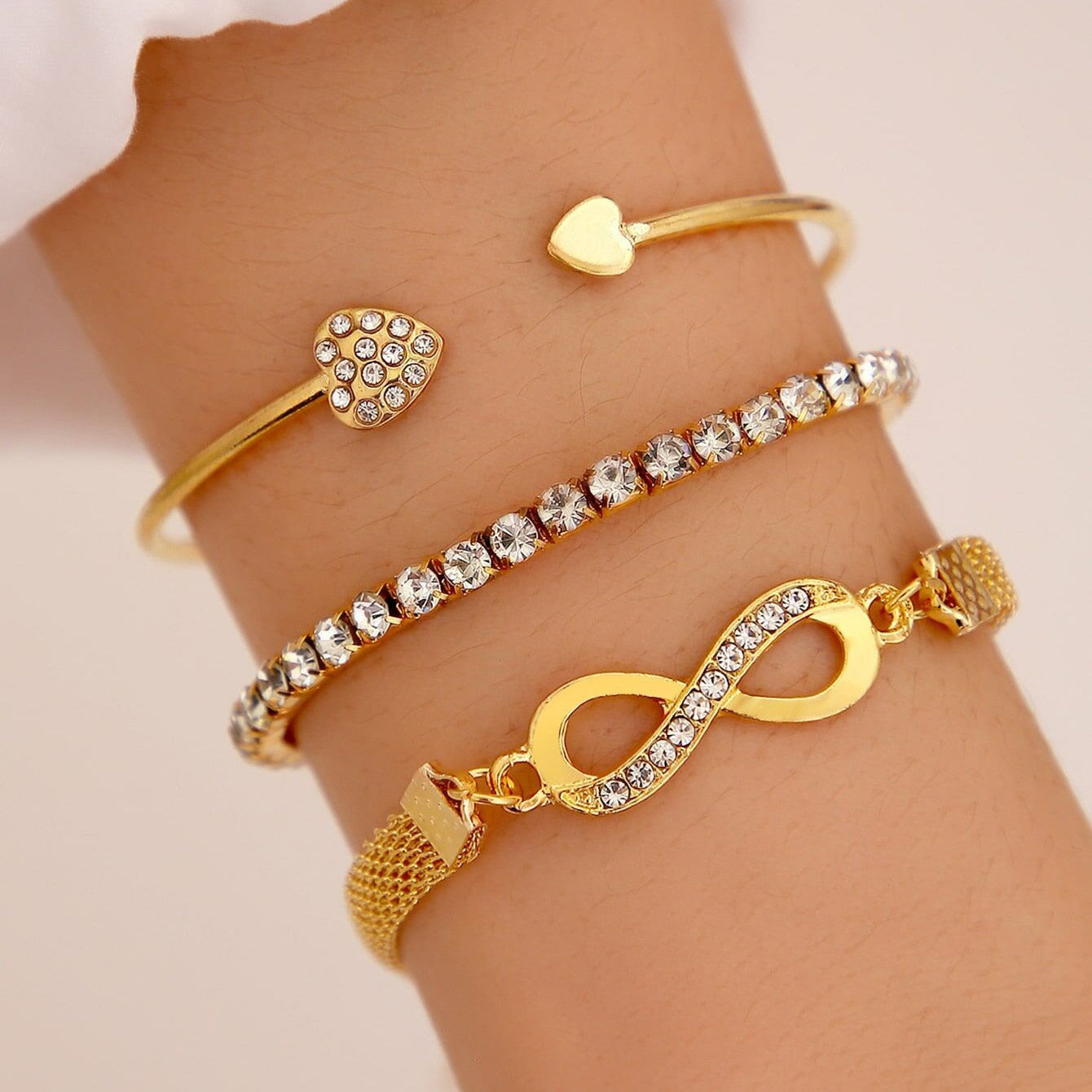 Peris Gems Thick Chain-Link Bangle Bracelets for Women | 3pc Snake Chain SHEIN Amazon Temu