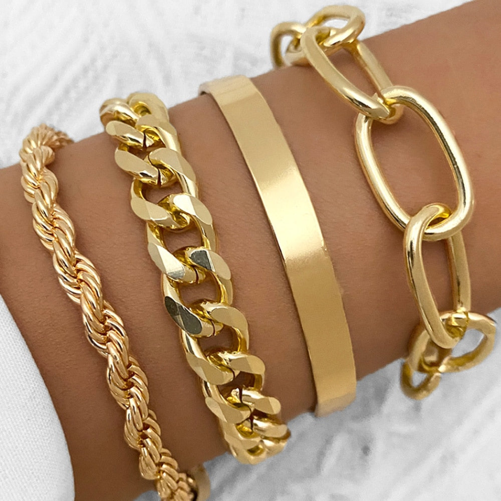 Peris Gems Thick Chain-Link Bangle Bracelets for Women | 3pc Snake Chain SHEIN Amazon Temu