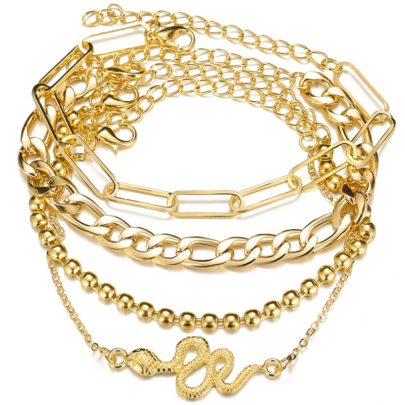 Peris Gems Thick Chain-Link Bangle Bracelets for Women | 3pc Snake Chain SHEIN Amazon Temu