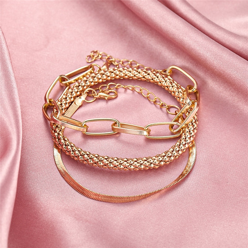 Peris Gems Thick Chain-Link Bangle Bracelets for Women | 3pc Snake Chain SHEIN Amazon Temu