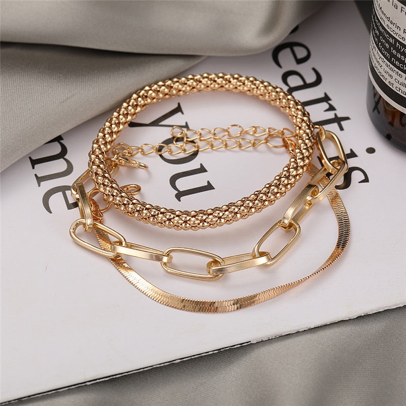 Peris Gems Thick Chain-Link Bangle Bracelets for Women | 3pc Snake Chain SHEIN Amazon Temu