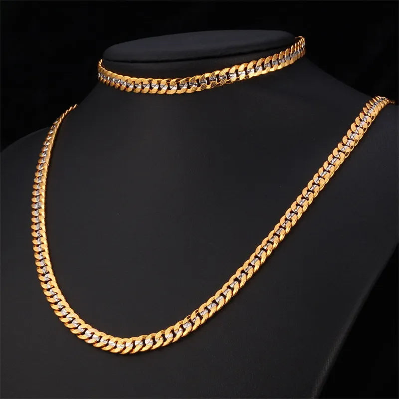 Peris Gems Thick Chunky Cuban Chain Bracelet and Necklace Set for Men SHEIN Amazon Temu