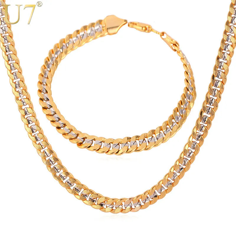 Peris Gems Thick Chunky Cuban Chain Bracelet and Necklace Set for Men SHEIN Amazon Temu