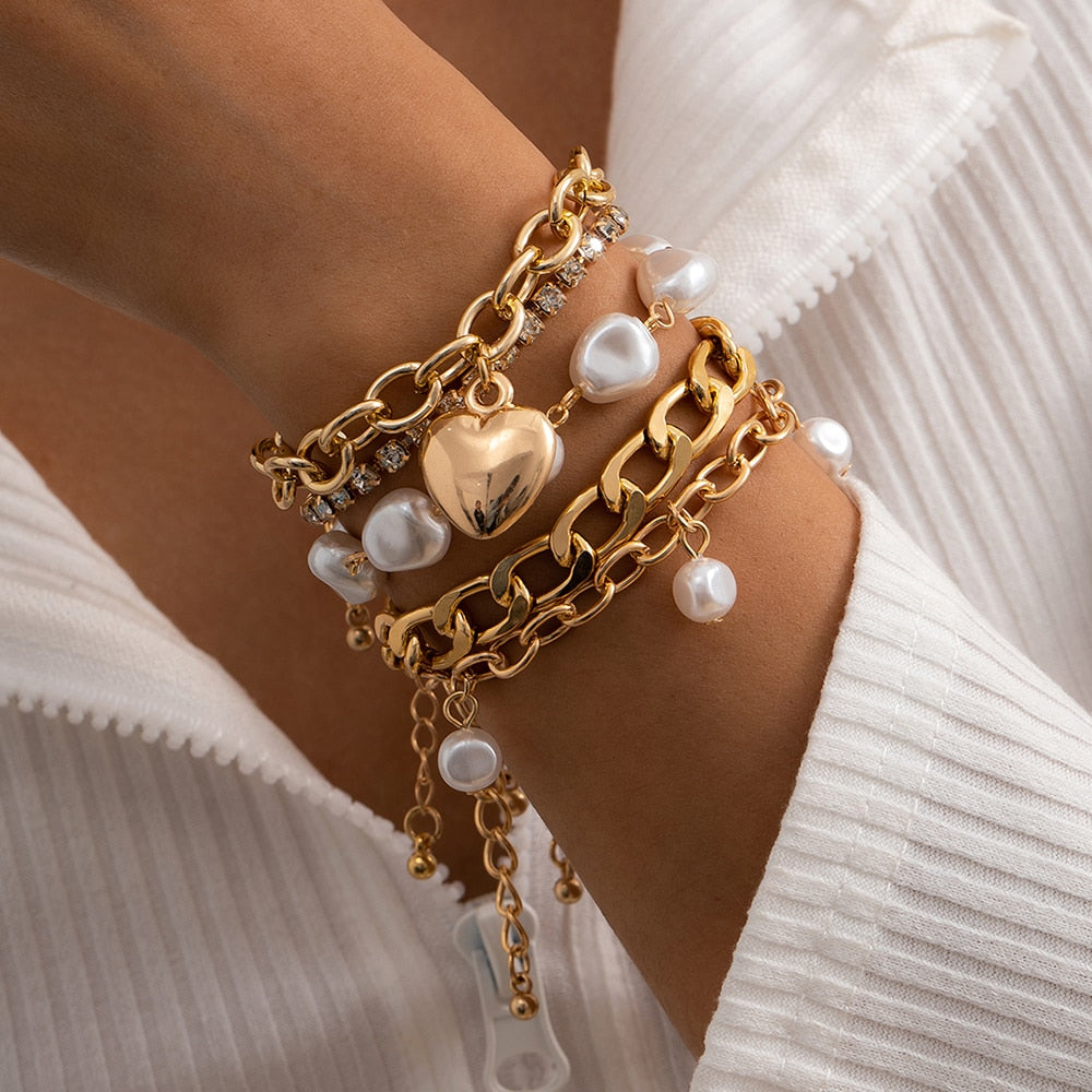 Peris Gems Thick Gold Miami Cuban Curb Lock Pendant Bracelet Set for Women Thick Gold Miami Cuban Curb Lock Pendant Bracelet Set Women SHEIN Amazon Temu