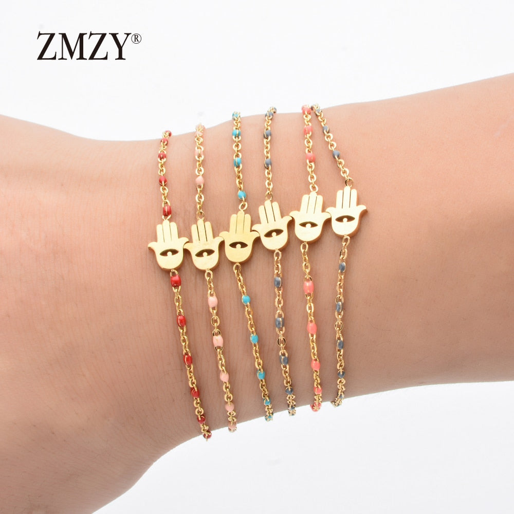 Peris Gems Thin Gold Chain Stainless Bracelet Unisex | Gold Hamsa Eye Bracelet Thin Gold Chain Stainless Bracelet Unisex Gold Eye Bracelet SHEIN Amazon Temu