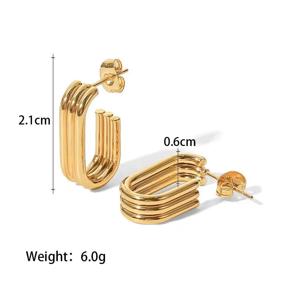 Peris Gems Three-Layered U-Shaped Open Stainless Dangle Earrings for Women SHEIN Amazon Temu