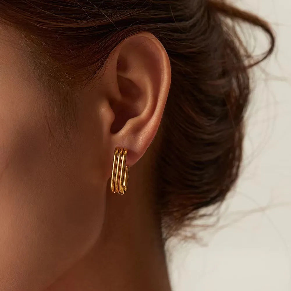 Peris Gems Three-Layered U-Shaped Open Stainless Dangle Earrings for Women SHEIN Amazon Temu