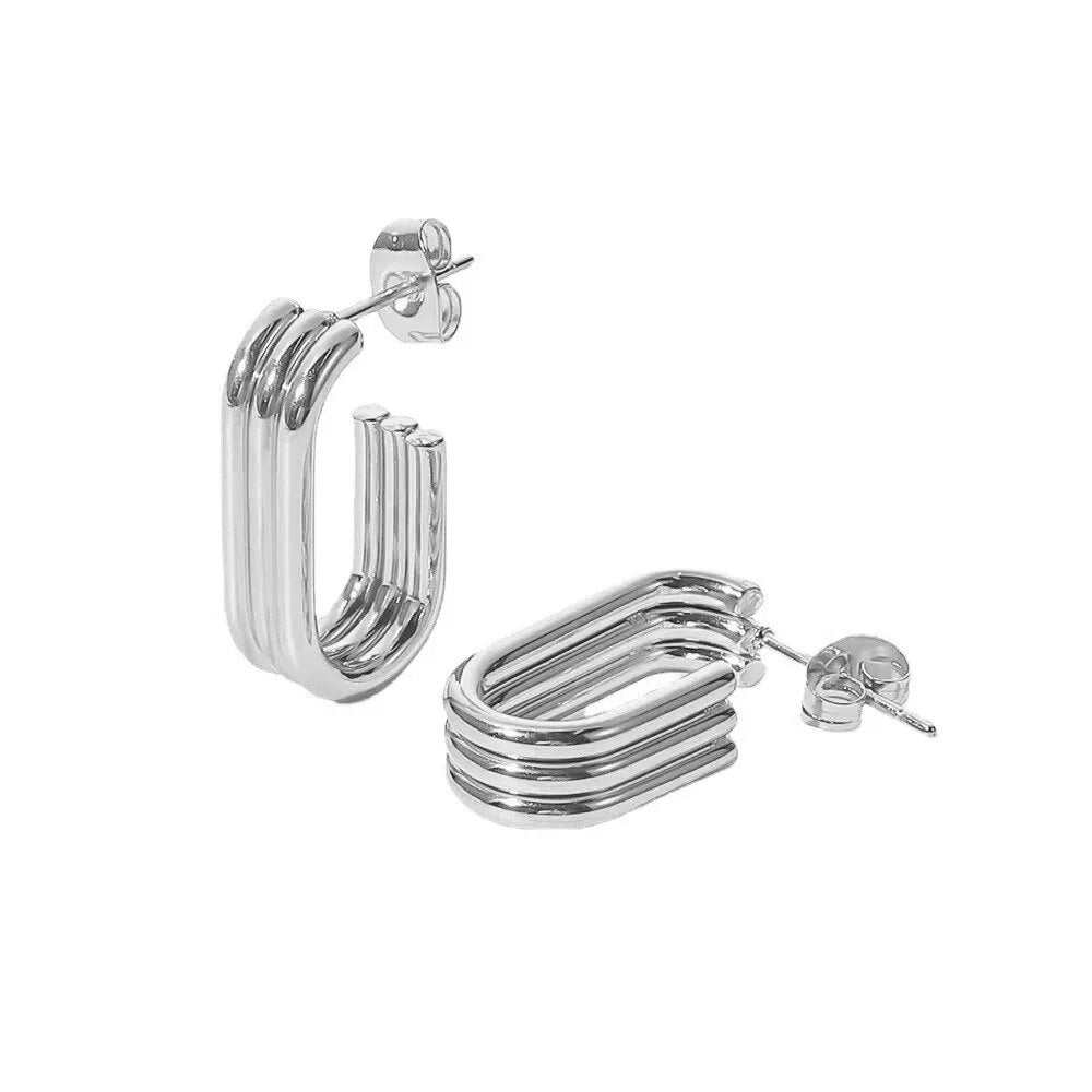 Peris Gems Three-Layered U-Shaped Open Stainless Dangle Earrings for Women SHEIN Amazon Temu