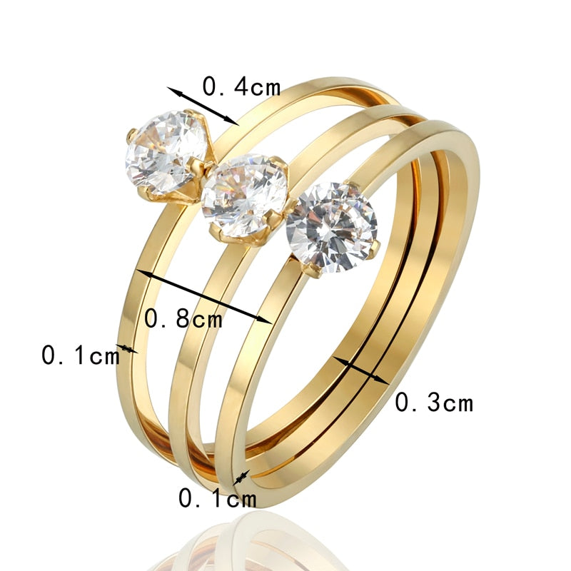 Peris Gems Three Merged Diamond Wedding Rings for Women | Stainless Steel Three Merged Diamond Wedding Rings for Women Stainless Steel SHEIN Amazon Temu