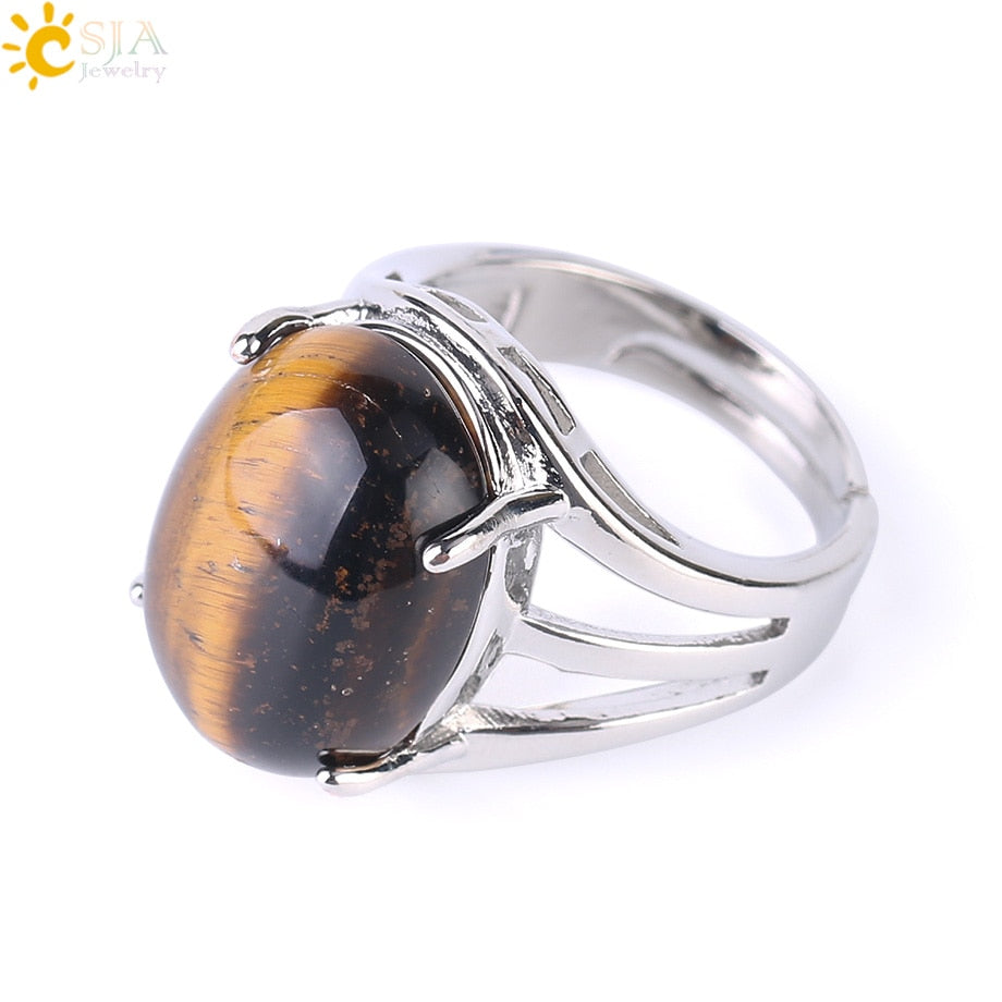 Peris Gems Tiger Eye Oval Rieke Egg Shaped Natural Stone Adjustable Rings for Women Oval Rieke Egg Shaped Natural Stone Adjustable Rings Women SHEIN Amazon Temu