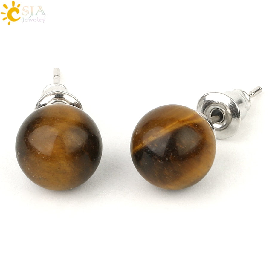 Peris Gems Tiger Eye Round 8mm Natural Quartz Stud Earrings for Women SHEIN Amazon Temu