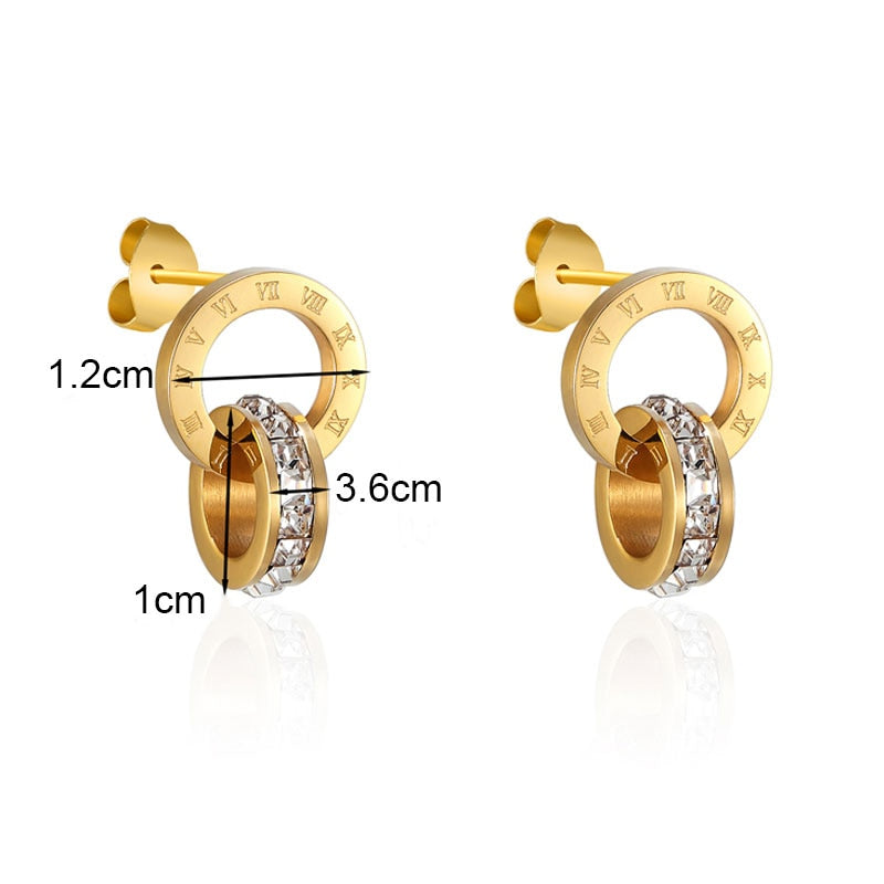 Peris Gems Titanium Double Wound Roman Numerals Crystal Stud Earrings for Women SHEIN Amazon Temu