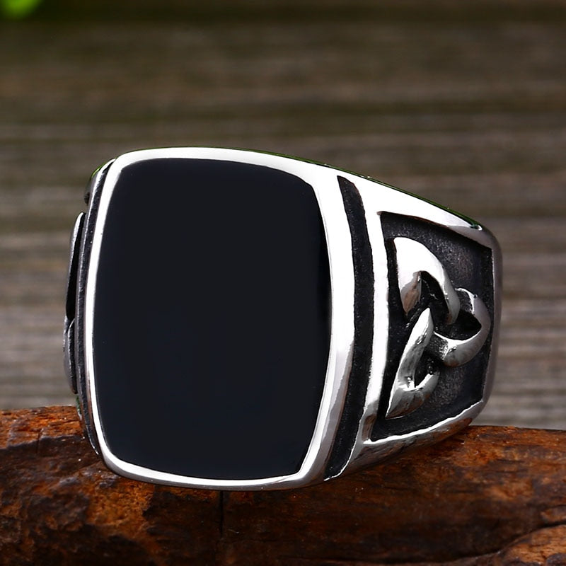 Peris Gems Titanium Flat Face Signet Ring for Men | Odin Symbol Ring Titanium Flat Face Signet Ring for Men | Odin Symbol Ring SHEIN Amazon Temu