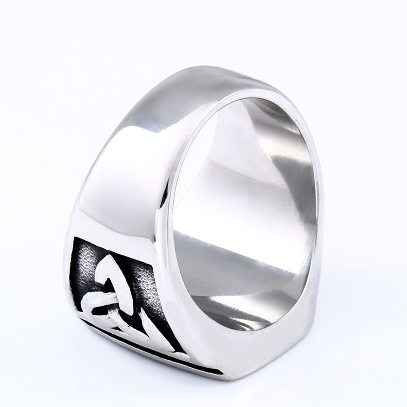 Peris Gems Titanium Flat Face Signet Ring for Men | Odin Symbol Ring Titanium Flat Face Signet Ring for Men | Odin Symbol Ring SHEIN Amazon Temu