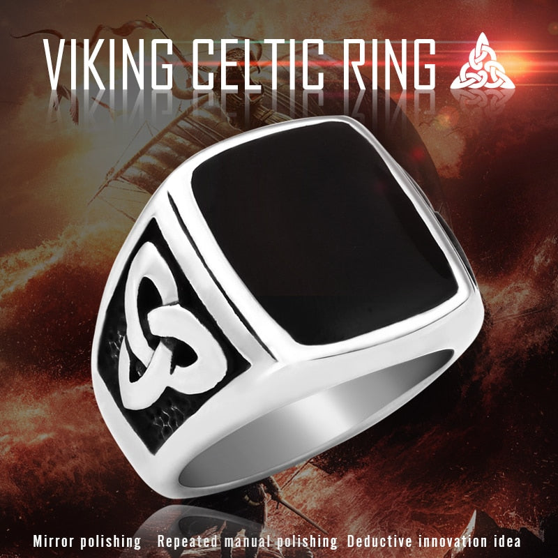Peris Gems Titanium Flat Face Signet Ring for Men | Odin Symbol Ring Titanium Flat Face Signet Ring for Men | Odin Symbol Ring SHEIN Amazon Temu