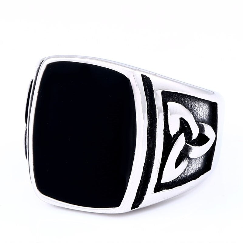 Peris Gems Titanium Flat Face Signet Ring for Men | Odin Symbol Ring Titanium Flat Face Signet Ring for Men | Odin Symbol Ring SHEIN Amazon Temu