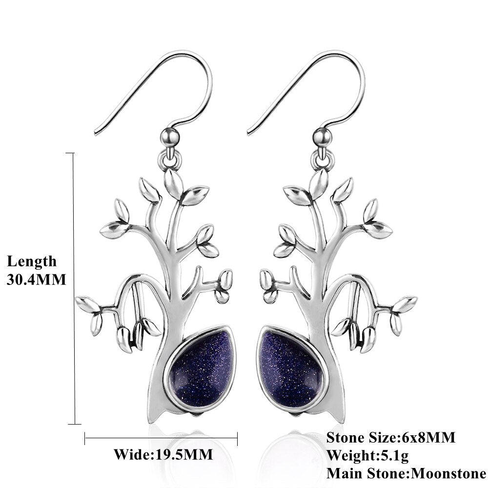 Peris Gems Tree Shaped Blue Sandstone Drop Earrings for Women | Silver Tassel Earrings Tree Shaped Blue Sandstone Drop Earrings for Women SHEIN Amazon Temu