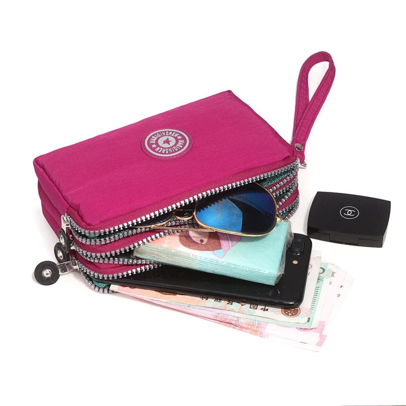 Peris Gems Triple Zipper Canvas Wallet Bag for Women | Big Capacity Bag SHEIN Amazon Temu