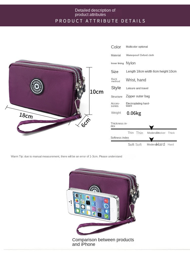 Peris Gems Triple Zipper Canvas Wallet Bag for Women | Big Capacity Bag SHEIN Amazon Temu