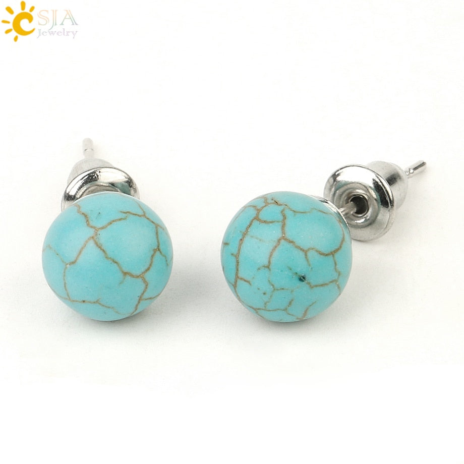 Peris Gems Turquoise Round 8mm Natural Quartz Stud Earrings for Women SHEIN Amazon Temu