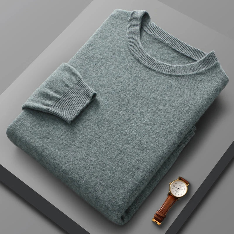 Peris Gems Turquoise / S 100% Pure Merino Wool Cashmere Sweater for Men: Fashionable Round Neck Top 100% Pure Merino Wool Cashmere Sweater for Men: Round Neck SHEIN Amazon Temu