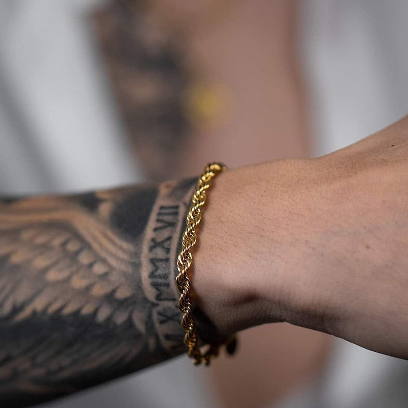 Peris Gems Twist Rope Chain Bracelet for Men | Thin Gold Link Bracelet SHEIN Amazon Temu