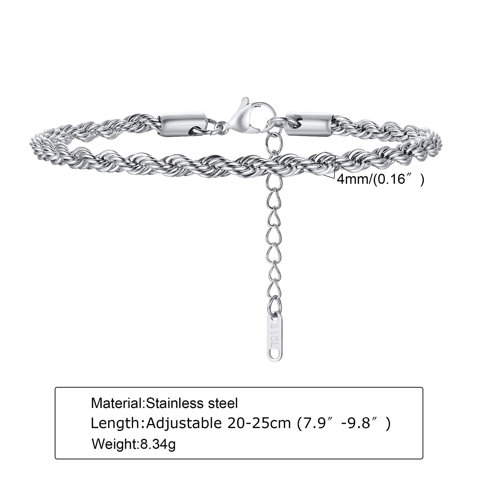 Peris Gems Twist Rope Chain Bracelet for Men | Thin Gold Link Bracelet SHEIN Amazon Temu