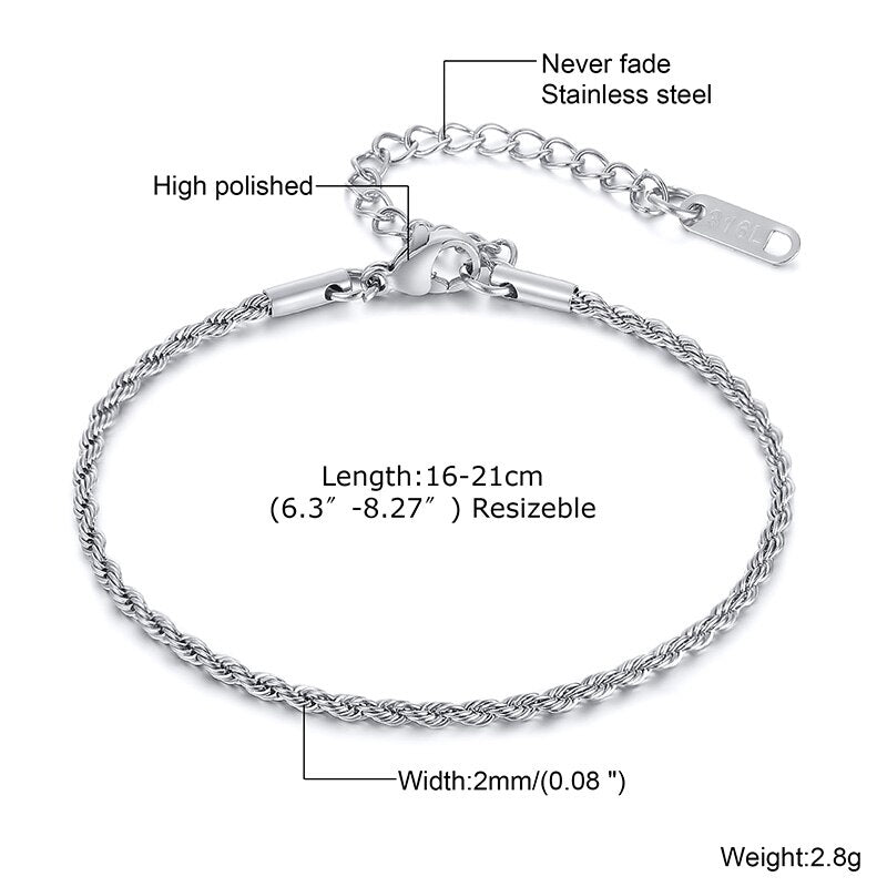 Peris Gems Twist Rope Chain Bracelet for Men | Thin Gold Link Bracelet SHEIN Amazon Temu