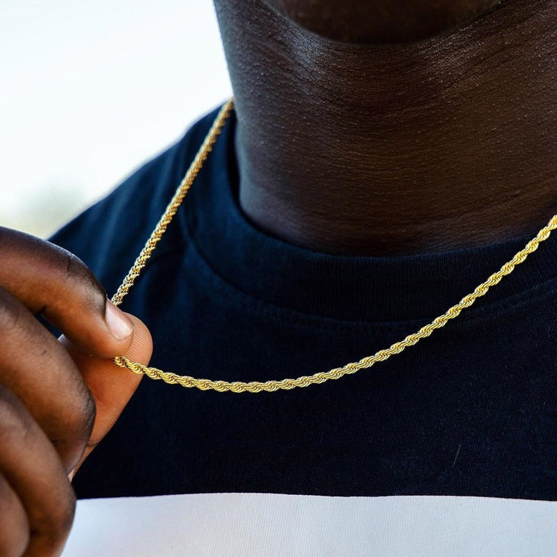 Peris Gems Twist Rope Chain Necklace for Men | Stainless Steel Chain SHEIN Amazon Temu