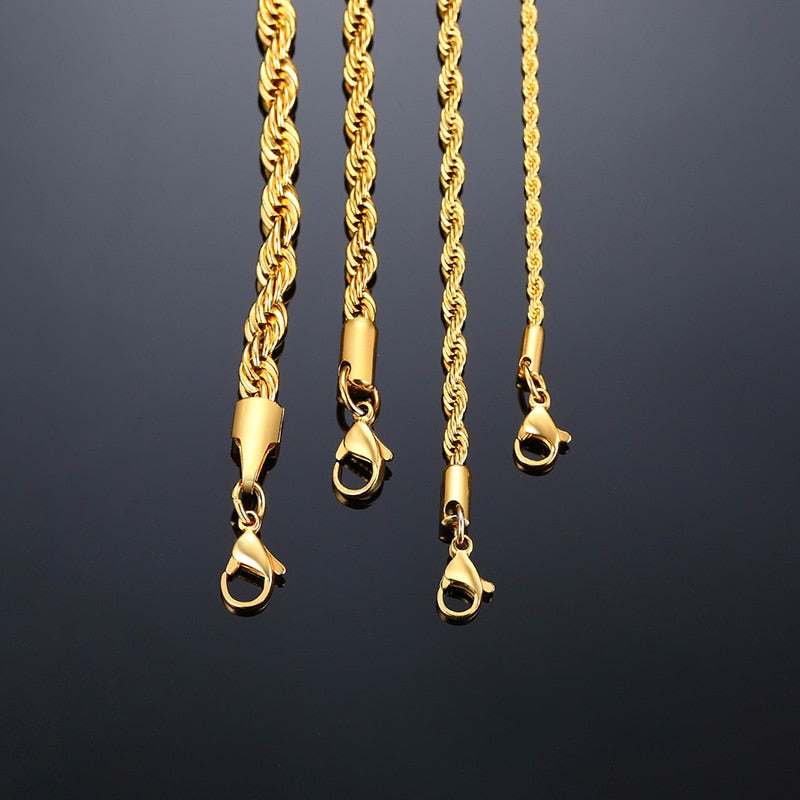 Peris Gems Twist Rope Chain Necklace for Men | Stainless Steel Chain SHEIN Amazon Temu