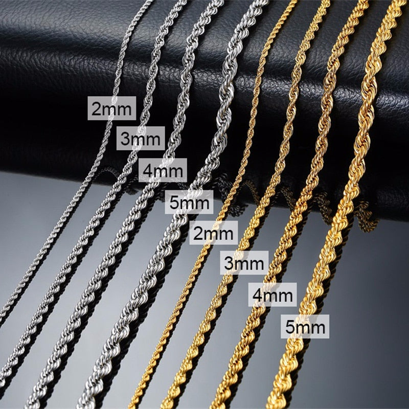 Peris Gems Twist Rope Chain Necklace for Men | Stainless Steel Chain SHEIN Amazon Temu