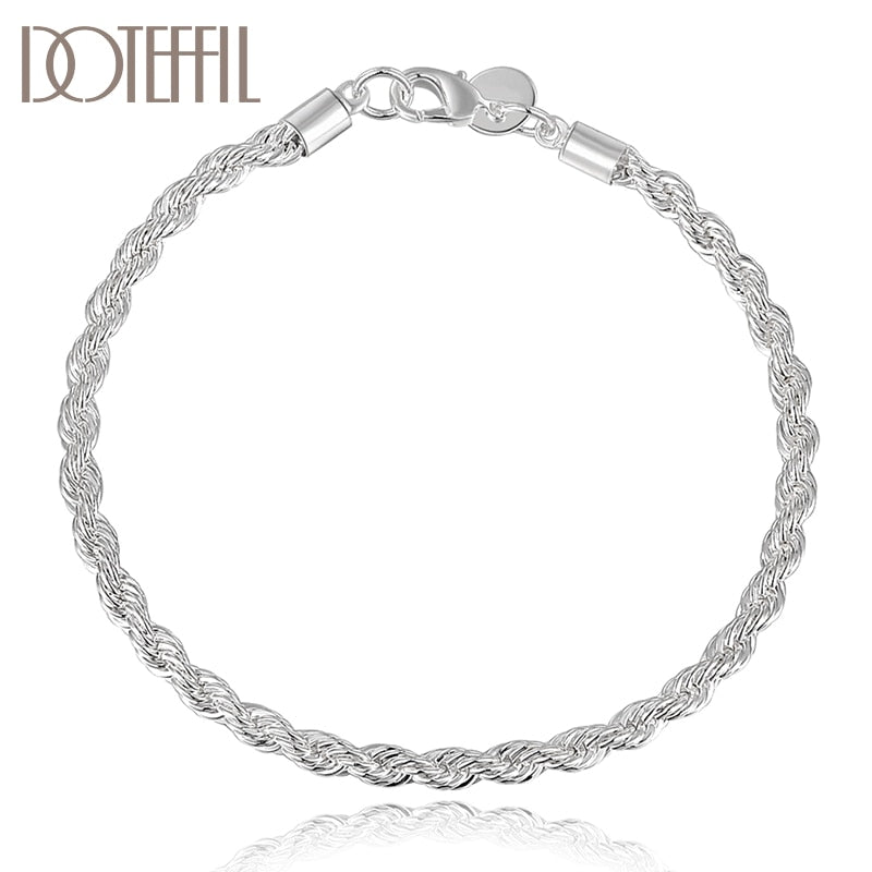 Peris Gems Twisted Silver Twisted 4mm Wide Water Wave Chain Bracelet for Women SHEIN Amazon Temu