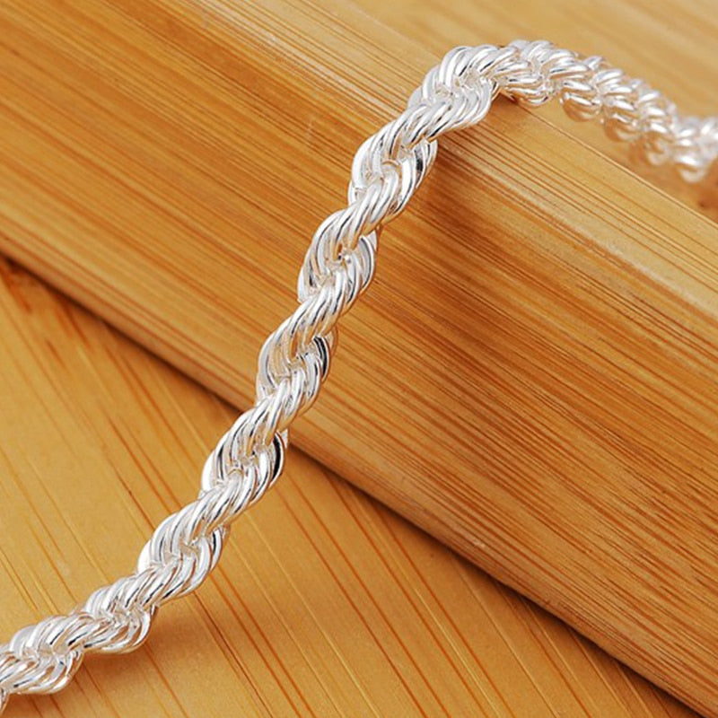 Peris Gems Twisted Silver Twisted 4mm Wide Water Wave Chain Bracelet for Women SHEIN Amazon Temu