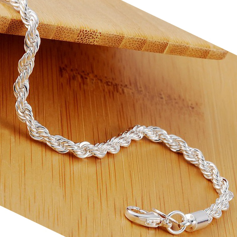 Peris Gems Twisted Silver Twisted 4mm Wide Water Wave Chain Bracelet for Women SHEIN Amazon Temu