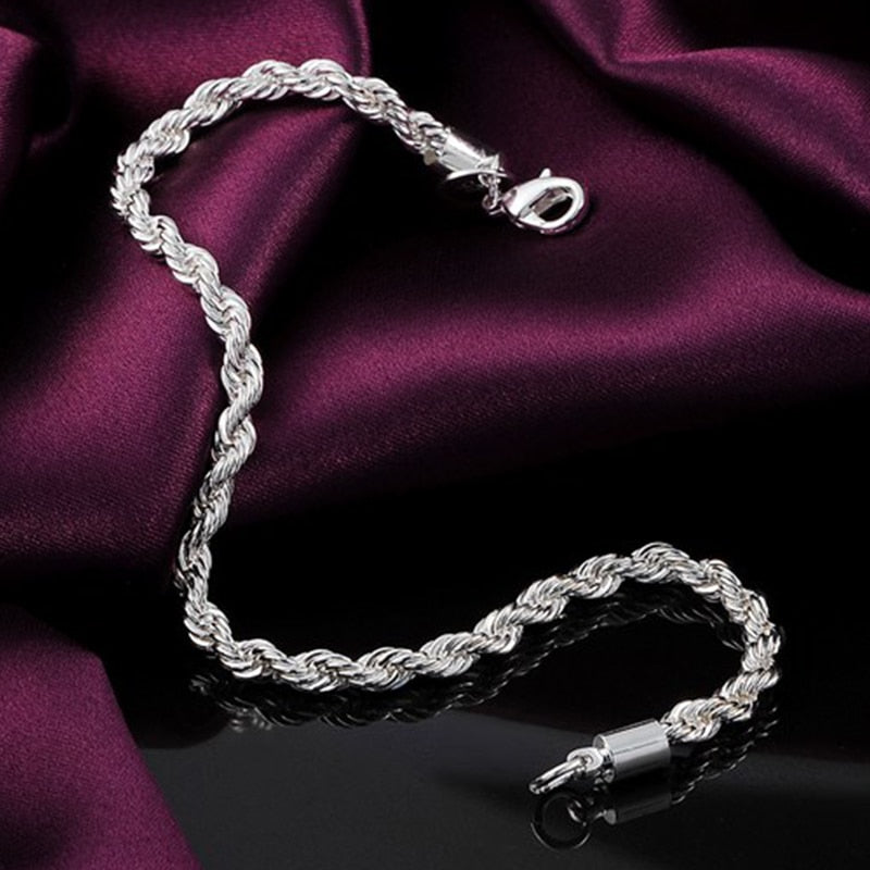 Peris Gems Twisted Silver Twisted 4mm Wide Water Wave Chain Bracelet for Women SHEIN Amazon Temu