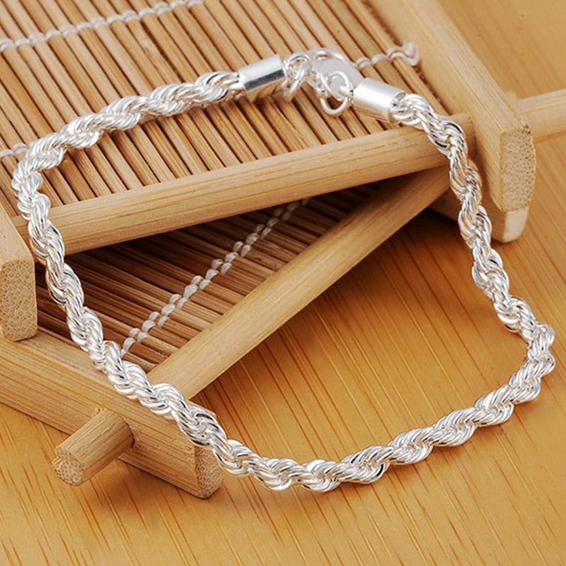 Peris Gems Twisted Silver Twisted 4mm Wide Water Wave Chain Bracelet for Women SHEIN Amazon Temu