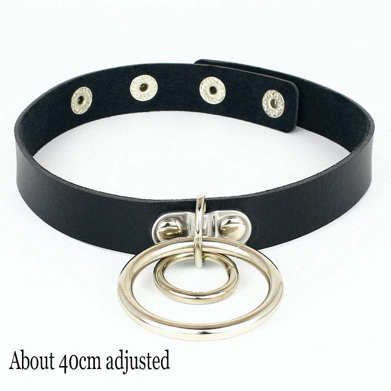 Peris Gems Two Circle Gothic Harajuku PU Leather Collar Choker Necklaces for Women SHEIN Amazon Temu