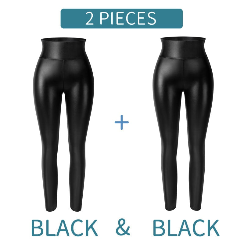 Peris Gems Two Pieces / L Slim Solid High Waist Faux Leather Leggings for Women SHEIN Amazon Temu