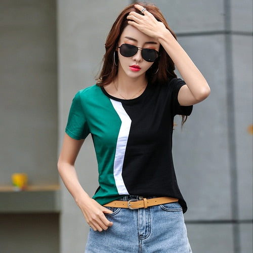 Peris Gems Two Tone Short Sleeve T-Shirts for Women | Casual Shirts SHEIN Amazon Temu