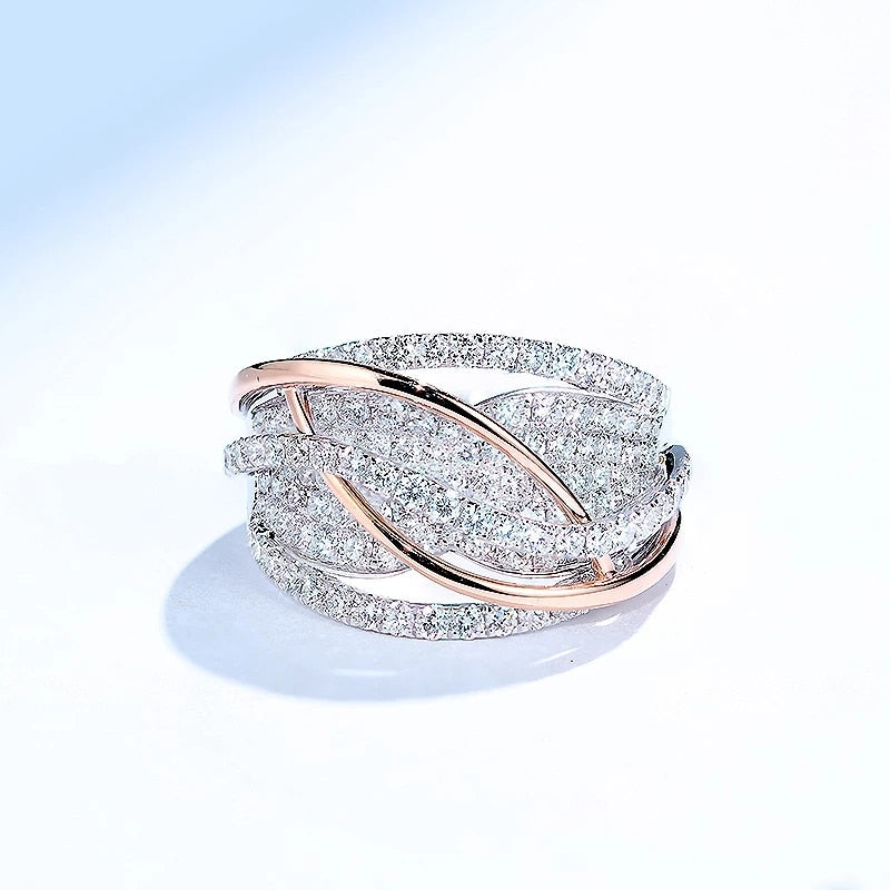 Peris Gems Two Tone X Shape Cross Dazzling CZ Rings - Female Engagement Jewelry SHEIN Amazon Temu