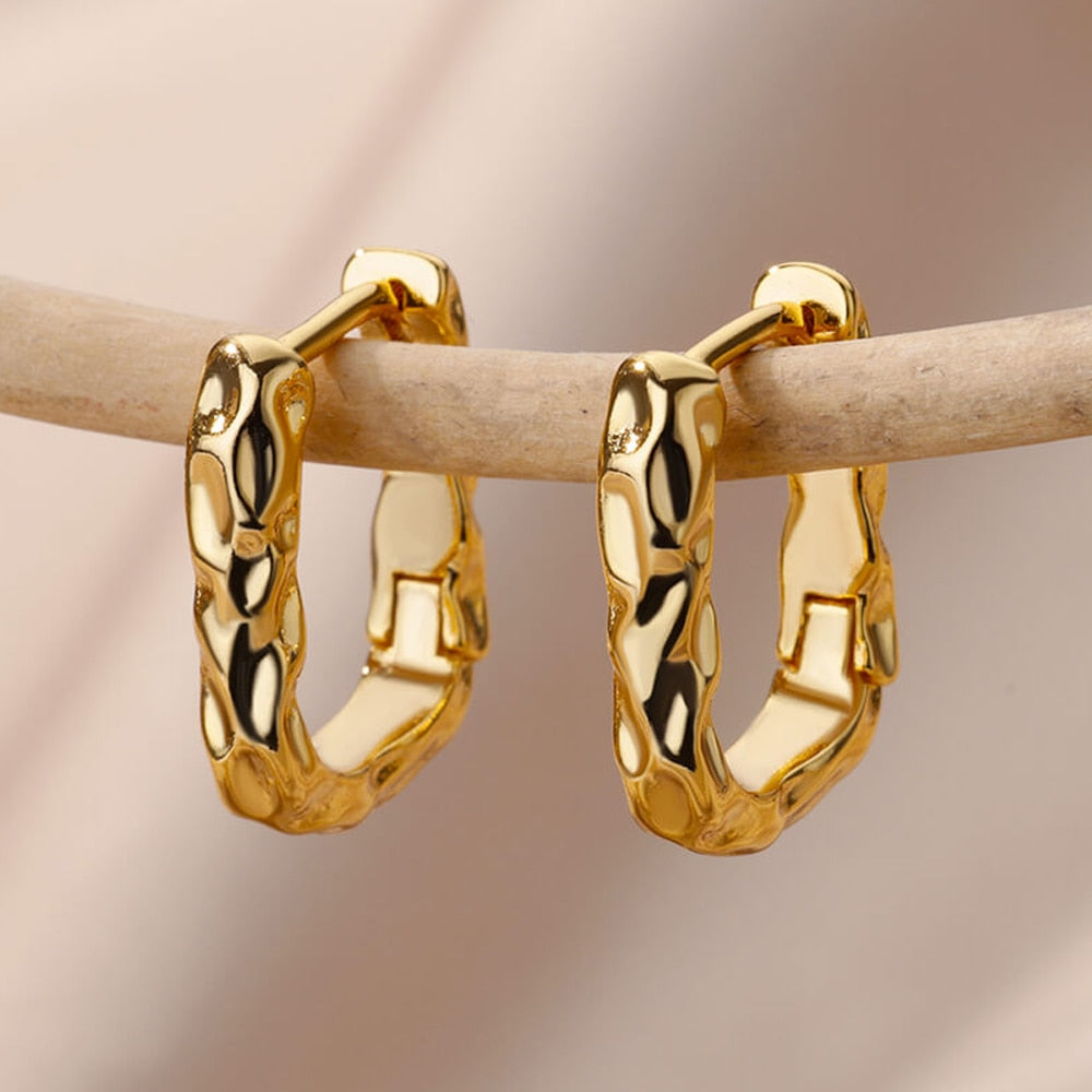 Peris Gems U-Shaped Square Hoop Earrings for Women | Gold Luxury Earrings U-Shaped Square Hoop Earrings for Women Gold Luxury Earrings SHEIN Amazon Temu