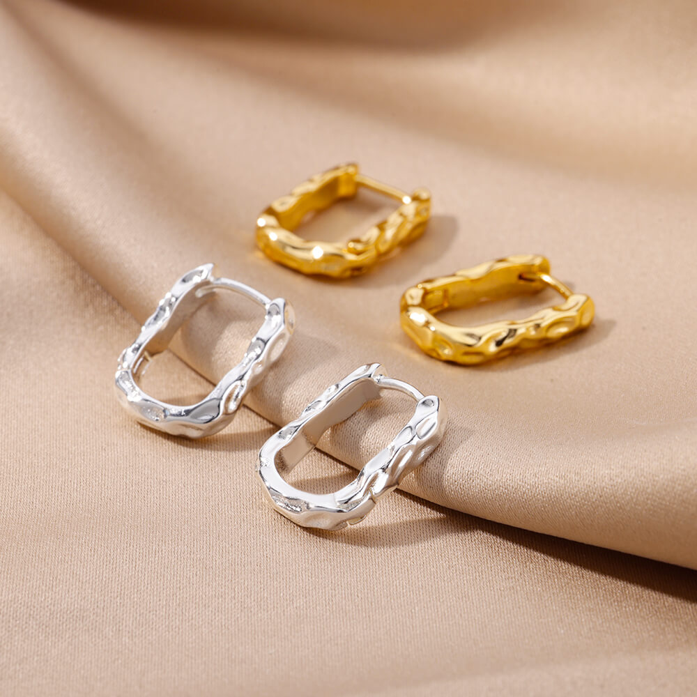 Peris Gems U-Shaped Square Hoop Earrings for Women | Gold Luxury Earrings U-Shaped Square Hoop Earrings for Women Gold Luxury Earrings SHEIN Amazon Temu