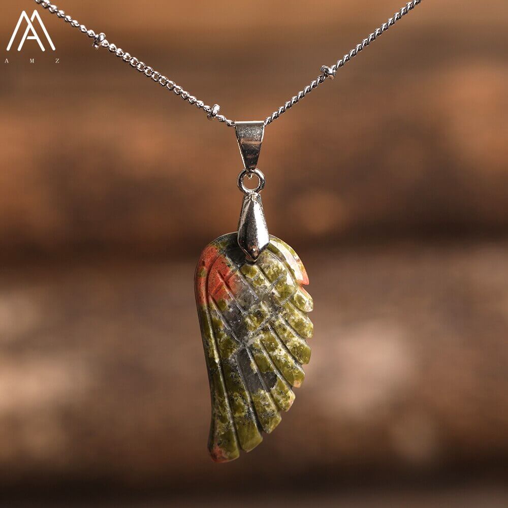 Peris Gems Unakite Angel Wing Labradorite Choker Necklace - Quartz Crystal Angel Wings SHEIN Amazon Temu