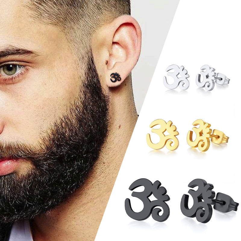 Peris Gems Unisex OM Symbol Aum Stud Earrings | Gold Silver Stainless Steel Earrings SHEIN Amazon Temu